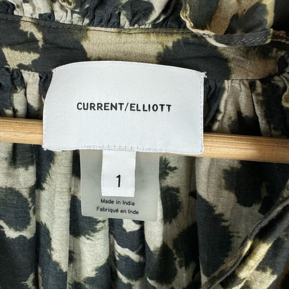 Current Elliot Womens Annabelle Blouse Cotton Silk Blend Animal Print Sz 1 (2-4) - Picture 10 of 14